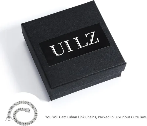 Vista 6 de UILZ Cadena cubana de eslabones cubanos para hombre, oro de 18 quilates, plata de Miami, cadena cubana de 182024 pulgadas, joyería de hip hop