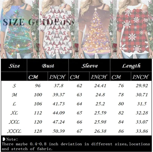 Vista 3 de Womens Fall Fashion 2023 Long Sleeve Christmas Print Pullover Tops Round Neck Trendy Cute T Shirt