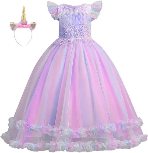 Vista 35 de Vestido de tul de unicornio arcoíris para niñas, vestido de princesa para cumpleaños, Halloween, Navidad, concurso de baile, fiesta de baile
