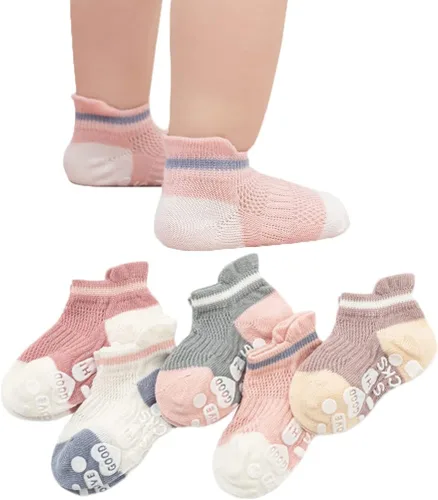 Vista 8 de Calcetines antideslizantes de algodón para bebés y niñas pequeñas