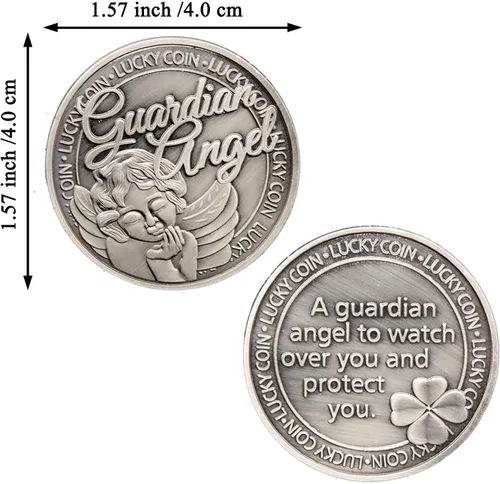 Vista 2 de Medalla de ángel de la guarda Moneda de la suerte Buena Suerte Regalo conmemorativo