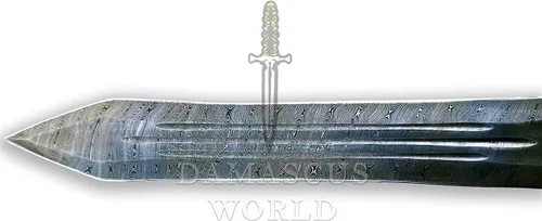 Vista 8 de Espada de Gladius Romana de 26" hecha a mano de acero de Damasco Histórico Imperio Romano Espada de gladiador Mango de palisandro con funda de cuero