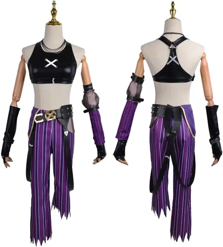 Vista 4 de Disfraz completo de Halloween para mujer con peluca azul