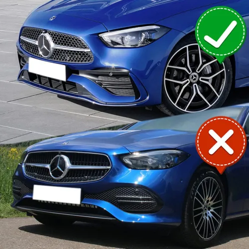 Vista 6 de Q1-TECH, borde de parachoques delantero compatible con Mercedes-Benz Clase C W206 C43 / C300 2022-2025, alerón de parachoques delantero, kit