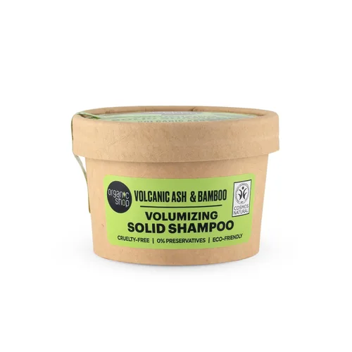 Vista 2 de Organic Shop Barra de champú sólido voluminizador de bambú y ceniza volcánica, 100% vegano y orgánico, sin parabenos y 0% conservantes, ecológico