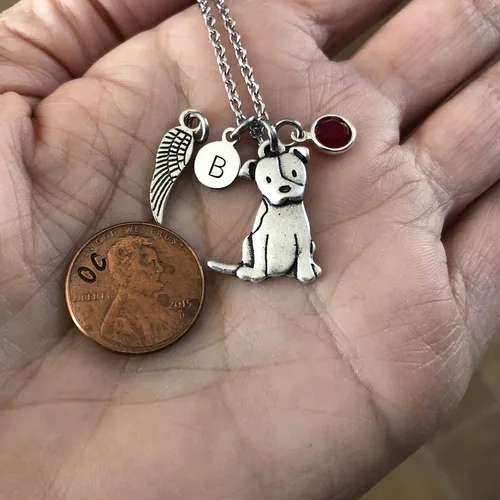 Vista 9 de Collar personalizado de Pitbull inicial y piedra natal opcional Memorial de Pitty Dog Regalo de Pit Bull
