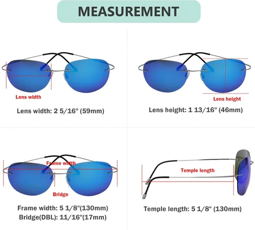 Vista 3 de Eyekepper Gafas de sol polarizadas con montura de titanio sin montura