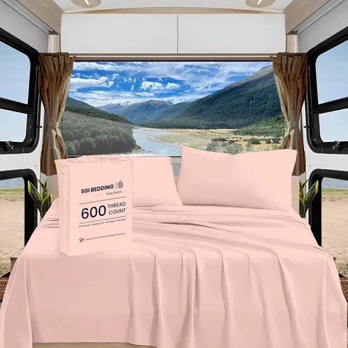 Vista 33 de SGI Bedding - Juego de sábanas de 600 hilos, 4 piezas, 100% de algodón egipcio, tamaño completo, juego de sábanas con bolsillo profundo de 38 cm