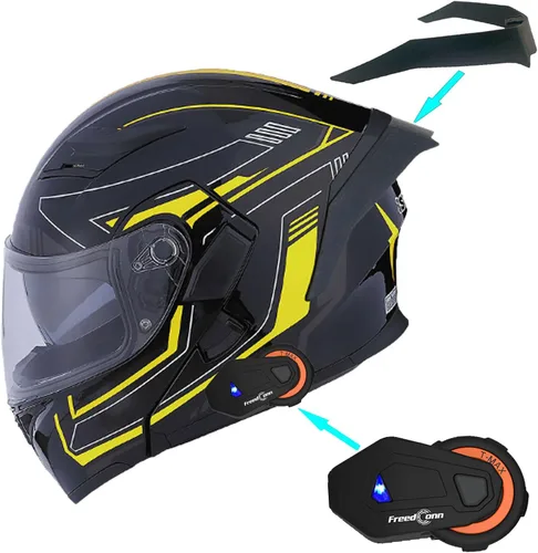 Vista 20 de 1Storm Casco modular de cara completa para motocicleta con doble visera abatible, protector solar: HB89