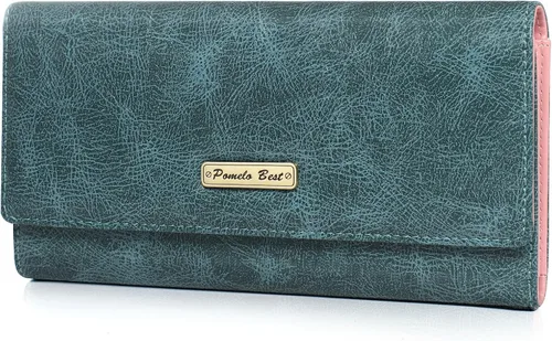 Vista 10 de Billetera para mujer, con bloqueo RFID, triple pliegue, tarjetero, delgada, con bolsillo para monedas con cremallera, Negro -, Negro