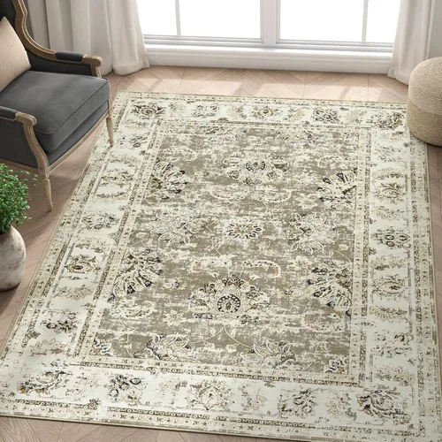 Vista 93 de jinchan Fiora - Alfombra lavable de área pequeña, alfombra de entrada floral de medio círculo de 2 x 3, tapete de media luna de pelo bajo, suave