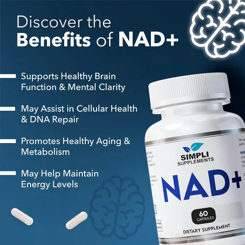 Vista 3 de Suplemento NAD para antienvejecimiento y regeneración celular NAD Booster 500mg por porción Alternativa de suplemento NMN Similar a