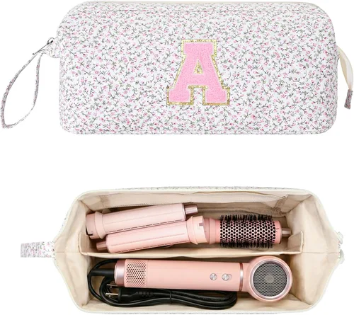 Vista 17 de Bolsa de viaje para herramientas para el cabello con inicial compatible con Estampado de leopardo