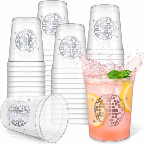 Vista 8 de Uiifan 30 tazas de bola de discoteca para fiesta de discoteca de 16 onzas reutilizables de plástico para despedida de soltera para vaquera