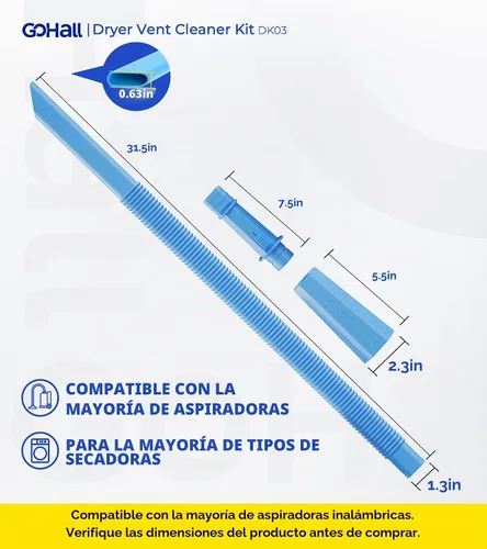 Vista 6 de Kit limpiador de ventilación para secadora - Accesorio flexible para Azul