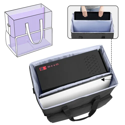 Vista 2 de CURMIO Funda de transporte para PC con divisor interior para torre y Negro