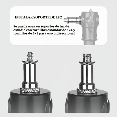 Vista 4 de 4 piezas estándar de 1/4 a 3/8 pulgadas convertidor macho de metal roscado adaptador de trípode espiga para soporte de flash, soporte de luz