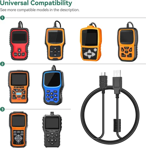 Vista 4 de Adaptador de 5 V + mini cable USB de repuesto para escáner FOXWELL NT301 NT201 NT510 NT604 NT624 NT630 OBD2 escáner de diagnóstico herramienta