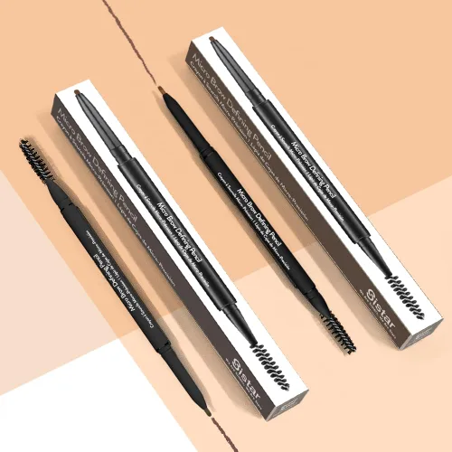 Vista 4 de Sistar Lápiz de cejas micro definidor de cejas impermeable, relleno y forma ultra fino de doble extremo (chocolate oscuro)