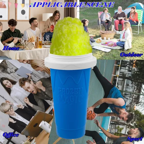 Vista 7 de Taza de Fabricante de Granizado, Juego de Tazas de Granizado DIY Mágicas de Apretar, Tazas de Apretar Portátiles para Jugos, Leche y Helados, Taza