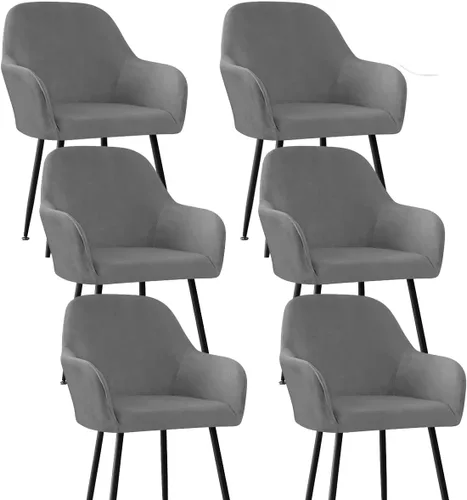 Vista 10 de Fundas protectoras de terciopelo elástico para sillas de comedor con brazos y respaldo curvado pequeño, juego de 6/4/2 para cocina, oficina, hogar
