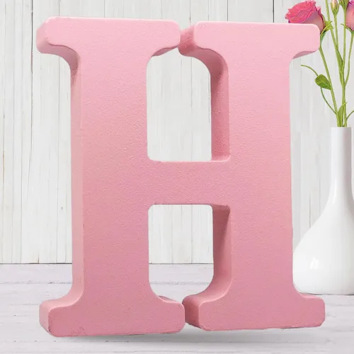 Vista 12 de AOCEAN Letras de madera rosa de 8 pulgadas, letras de madera sin terminar para decoración de pared, letras decorativas de pie, tablero