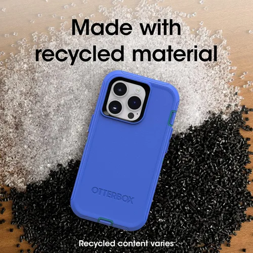 Vista 8 de OtterBox Funda para iPhone 14 Pro (solamente) de la serie Defender - RAIN Check (azul), resistente y duradera, con protección de puerto, incluye