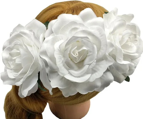 Vista 8 de La Homein Sanrich 4 unidspaquete de flores de pelo rosa de tela clips mexicanos pelo flores horquilla broche tocados