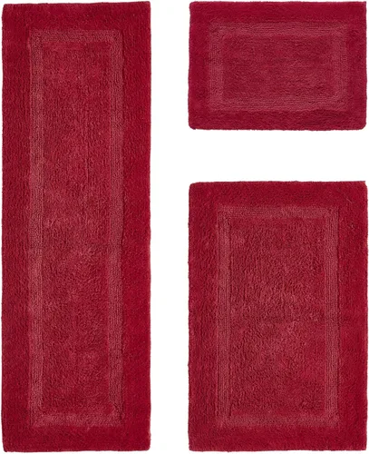 Vista 520 de Better Trends - Juego de 2 alfombras de baño 100% algodón, extra suaves, con borlas, de 17" x 24", alfombra de baño superabsorbente y reversible