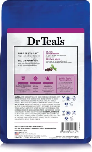 Vista 2 de Dr Teal's Remojo de sal con sal pura de Epsom, saúco, 3 libras