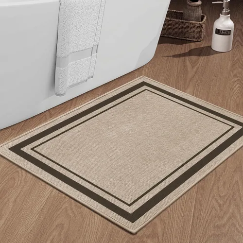 Vista 63 de chakme Juego de 2 alfombras de baño ultrafinas, absorbentes, antideslizantes, lavables a máquina, color beige oscuro, 17 x 24 pulgadas + tapete