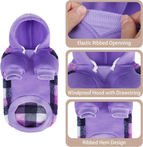 Vista 43 de PUPTECK Sudadera con Capucha para Perro Sudadera para Cachorro Suéter Cálido para Perro Ropa de Invierno Abrigos para Clima Frío para Perros Negro