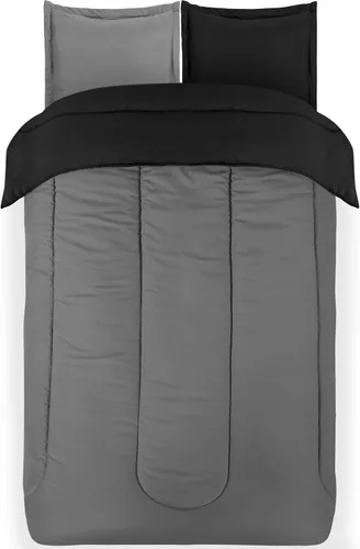 Vista 7 de Utopia Bedding - Juego de edredón reversible para todas las estaciones en negro y gris con 2 fundas de almohada, juego de ropa de cama de microfibra