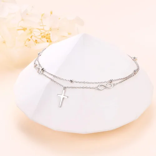 Vista 3 de Daochong - Tobillera de plata esterlina S925 ajustable, para mujer