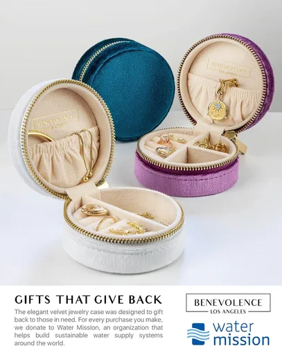 Vista 6 de Benevolence LA - Joyero de viaje Almacenamiento y organizador de joyas Joyero para mujer Organizador de anillos, collares y aretes con espejo