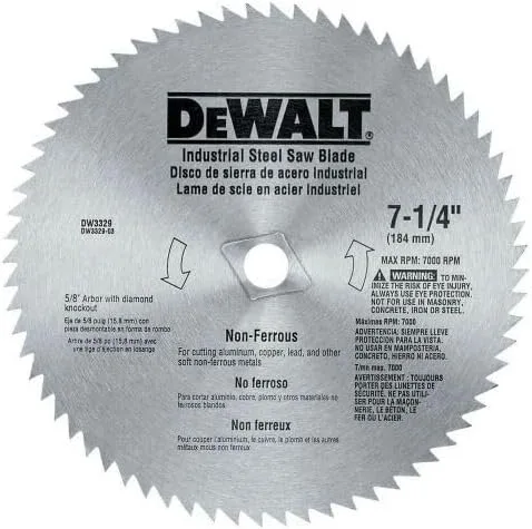 Vista 3 de DEWALT Hoja de sierra circular, 7 1/4 pulgadas, 68 dientes, corte de metales (DW3329)