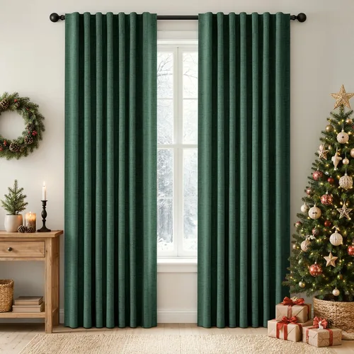 Vista 21 de MIULEE Cortinas de lino 100% opacas para dormitorio, marfil sólido, decoración de lujo, aislamiento térmico, cortinas oscurecedoras para sala