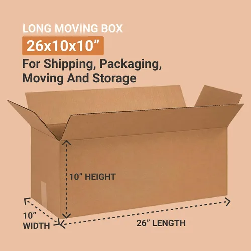Vista 2 de AVIDITI Cajas de cartón corrugado de 26 x 10 x 10 pulgadas de largo, 26 pulgadas de largo x 10 pulgadas de ancho x 10 pulgadas de alto, paquete