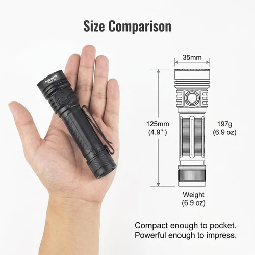 Vista 5 de ThruNite TC20 V3 - Linternas recargables de alto lúmenes, 4720 lúmenes, linterna LED súper brillante, USB-C, 6 modos, IPX8 impermeable, luz táctica