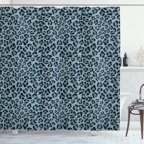 Vista 39 de Ambesonne Decor Collection, juego de cortina con ganchos para regadera Negro Verde
