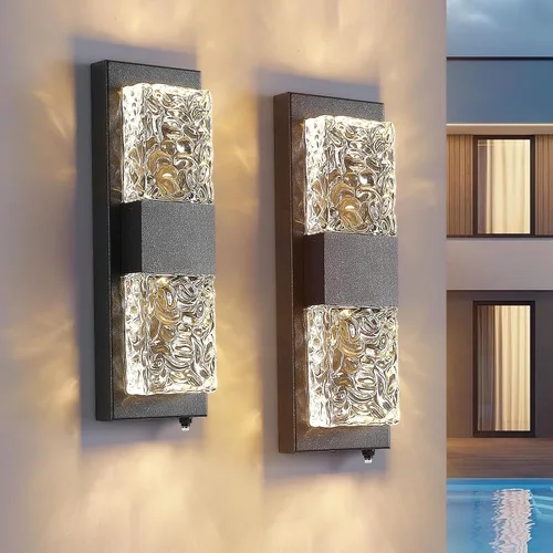 Vista 30 de Luz de pared inteligente para exteriores, RGB, App y Alexa, dorado