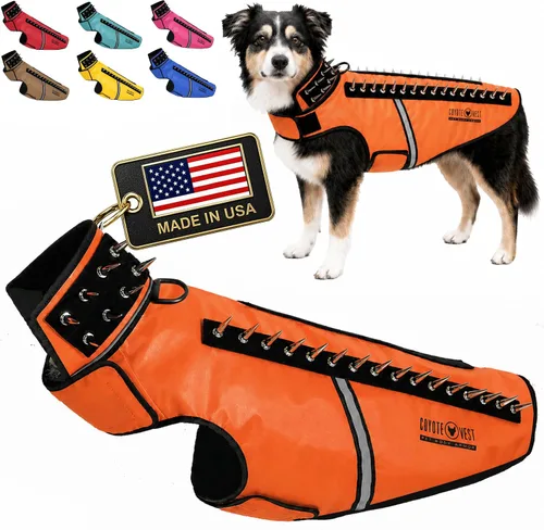 Vista 13 de CoyoteVest SpikeVest - Chaleco de arnés para perro, accesorios reflectantes para perros con picos para proteger a tu mascota de ataques de Raptor