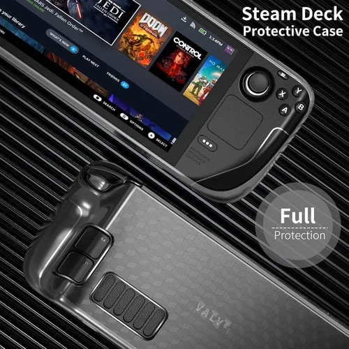 Vista 4 de HEYSTOP - Funda protectora para Steam Deck 2022 funda de vapor transparente cubierta suave de TPU con protección completa absorción de golpes diseño