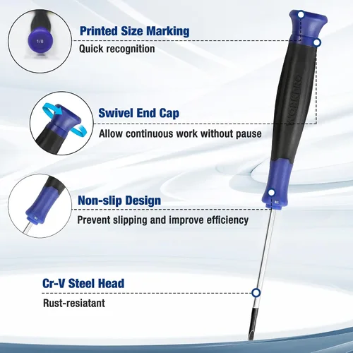 Vista 5 de WORKPRO Juego de destornilladores de precisión de 10 piezas con bolsa, destornilladores pequeños magnéticos con Phillips, ranurados, Torx Star, kit