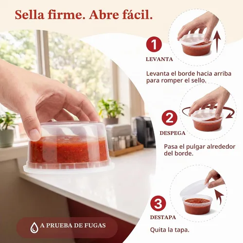 Vista 5 de Recipientes de plástico de 8 onzas con tapas (48 juegos/96 piezas) recipientes de sopa de plástico sin BPA con tapas, aptos para microondas
