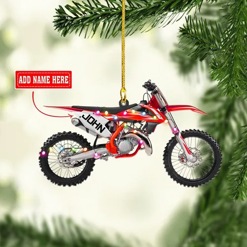 Vista 6 de NAZENTI Adorno personalizado de motocicleta, adornos personalizados de moto de cross para árbol de Navidad, adornos de Navidad de motocross, regalos