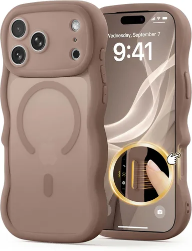 Vista 61 de Magsafe - Funda magnética para iPhone 12 Pro Max, compatible con Magsafe con marco ondulado, translúcido, mate, parte trasera dura, de silicona, a