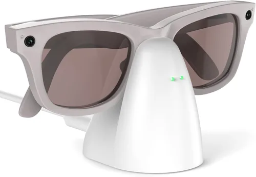 Vista 8 de Soporte de carga compatible con gafas inteligentes RayBan Meta, base de carga portátil para Wayfarer, Headliner y Skyler Gen 1 con cable USB-C de 59
