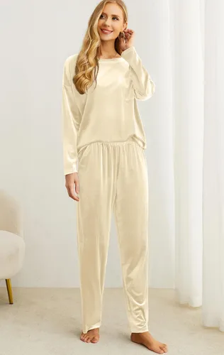 Vista 4 de PrinStory Conjunto de pijama 2023 para mujer, ropa de dormir de 2 piezas, pijamas suaves con bolsillos