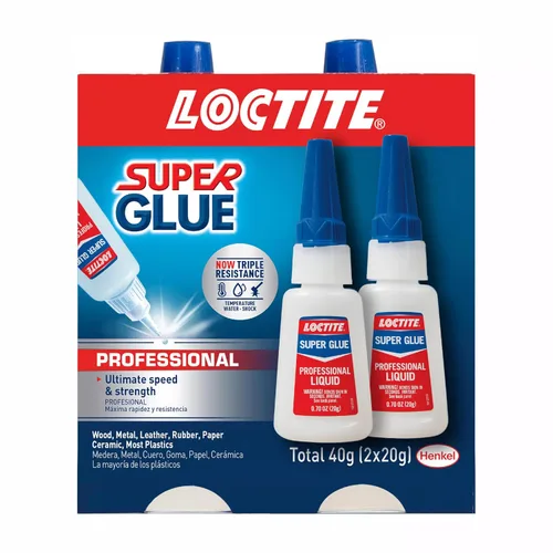 Vista 2 de Loctite Super Glue - Líquido profesional, transparente, botella de 0.7 onzas líquidas, paquete de 2 – Superpegamento para plástico, madera, metal